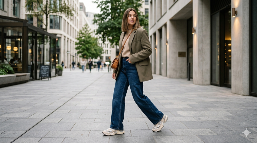 best chunky sneakers for wide leg jeans styling