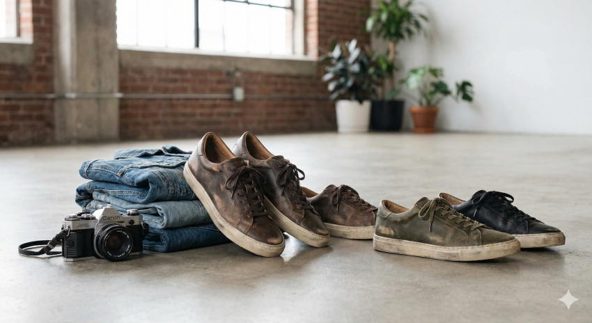 vintage style distressed leather sneaker reviews for indie aesthetic