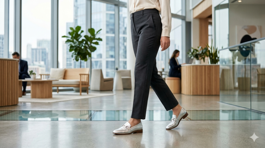 most comfortable metallic silver sneakers for wide feet office wear